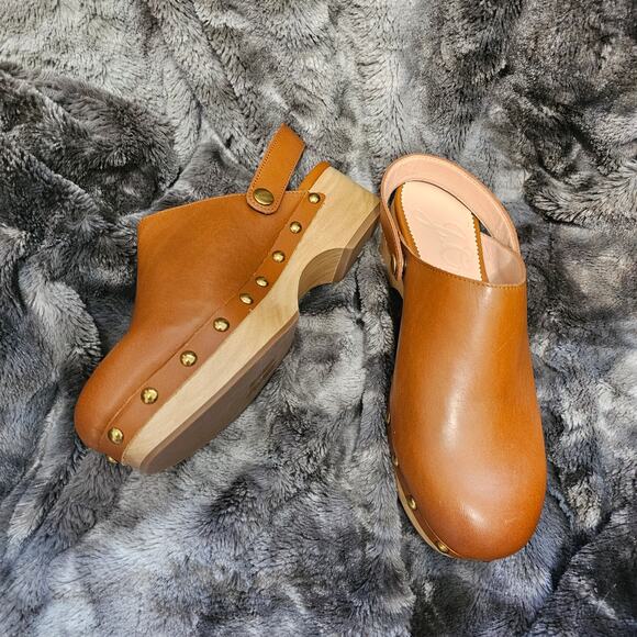 J Crew Convertible Leather Clogs in Rich Oak Size 5.5 - Picture 3 of 11